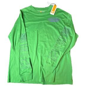 Men's Timberland Logo Long Sleeve T Shirt Small Green Brand New Design On Sleeve